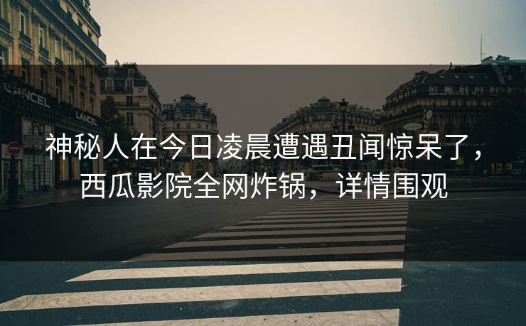 神秘人在今日凌晨遭遇丑闻惊呆了,西瓜影院全网炸锅,详情围观 神秘人在今日凌晨遭遇丑闻惊呆了,西瓜影院全网炸锅,详情围观