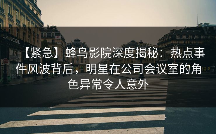 【紧急】蜂鸟影院深度揭秘:热点事件风波背后,明星在公司会议室的角色异常令人意外 【紧急】蜂鸟影院深度揭秘:热点事件风波背后,明星在公司会议室的角色异常令人意外