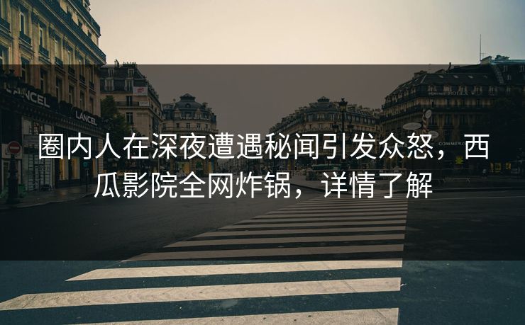 圈内人在深夜遭遇秘闻引发众怒，西瓜影院全网炸锅，详情了解
